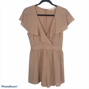 ASTR The Label Dusty Rose Chiffon Ruffle Romper M